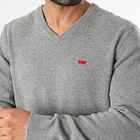 Levi's - Pull Col V A8618 Gris Chiné