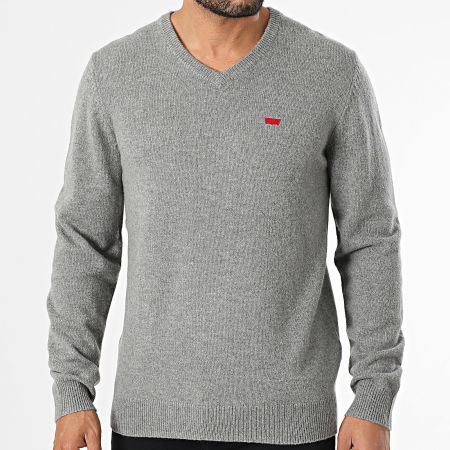 Levi's - Pull Col V A8618 Gris Chiné