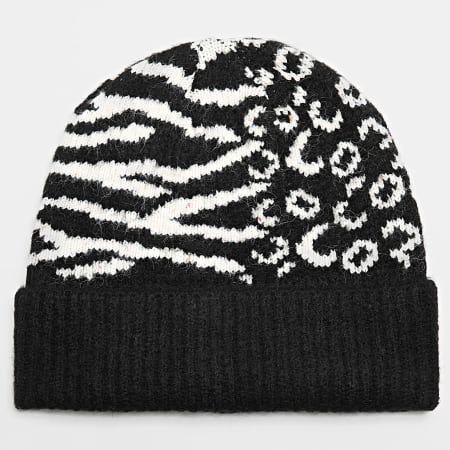 Only - Women's Trine Animal Print Beanie Negro Blanco Leopardo