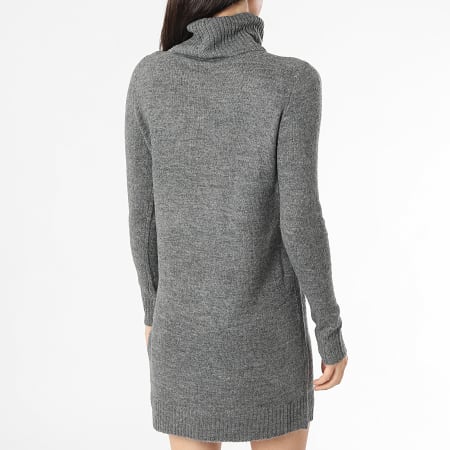 Only - Robe Pull Femme Col Roulé Elanor Gris Anthracite