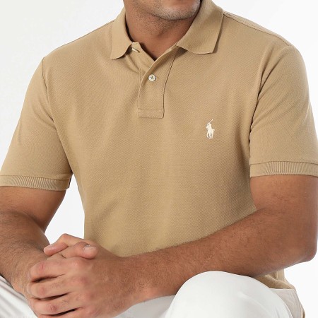 Polo Ralph Lauren - Polo Manches Courtes Slim Original Player Camel Clair