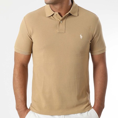 Polo Ralph Lauren - Polo Manches Courtes Slim Original Player Camel Clair