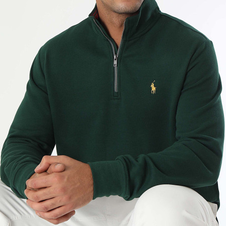 Polo Ralph Lauren Sweat Col Zippé Original Player Vert Foncé