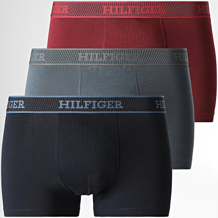 Tommy Hilfiger - Lot De 3 Boxers 3413 Bordeaux Gris Anthracite Bleu Marine