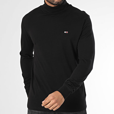 Tommy Jeans - Tee Shirt Col Roulé Manches Longues Slim 0333 Noir