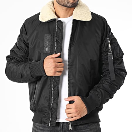 Redskins - Veste Bomber Col Fourrure Tage Allport Noir