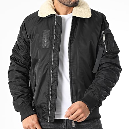 Redskins - Veste Bomber Col Fourrure Tage Allport Noir