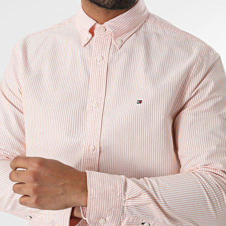 Tommy Hilfiger - Heritage Oxford Stripe Camisa Manga Larga 6238 Naranja Blanco
