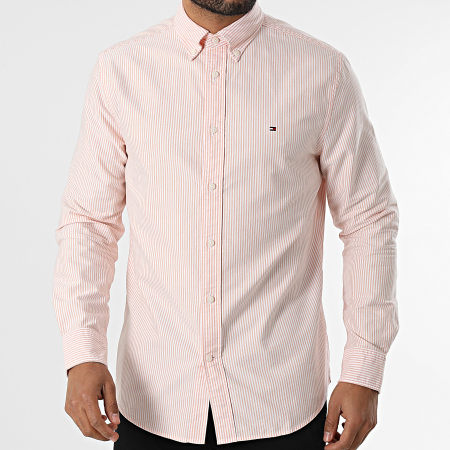 Tommy Hilfiger - Heritage Oxford Stripe Camisa Manga Larga 6238 Naranja Blanco