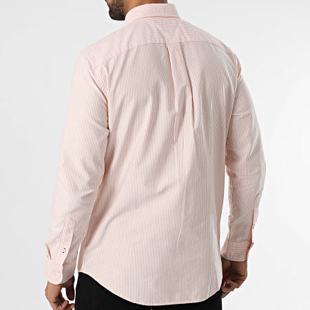 Tommy Hilfiger - Heritage Oxford Stripe Camisa Manga Larga 6238 Naranja Blanco