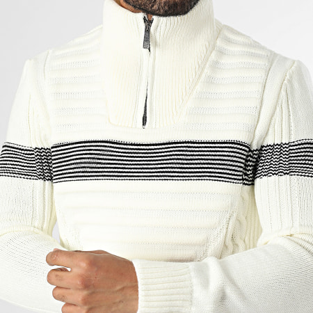 Classic Series - Pull Col Montant Zippé Beige Clair