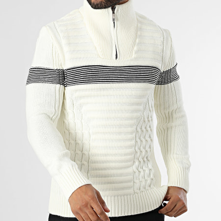 Classic Series - Pull Col Montant Zippé Beige Clair