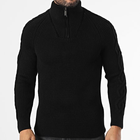 Classic Series - Pull Col Montant Zippé Noir