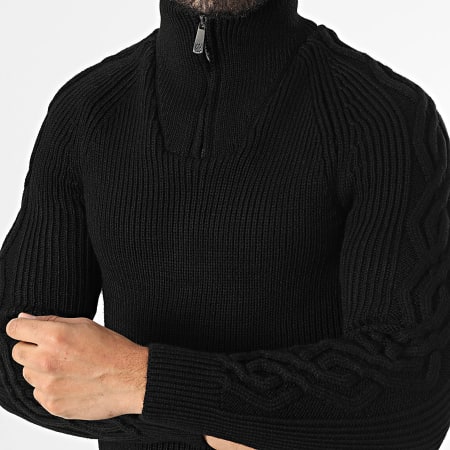 Classic Series - Pull Col Montant Zippé Noir