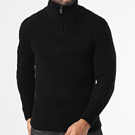 Classic Series - Pull Col Montant Zippé Noir
