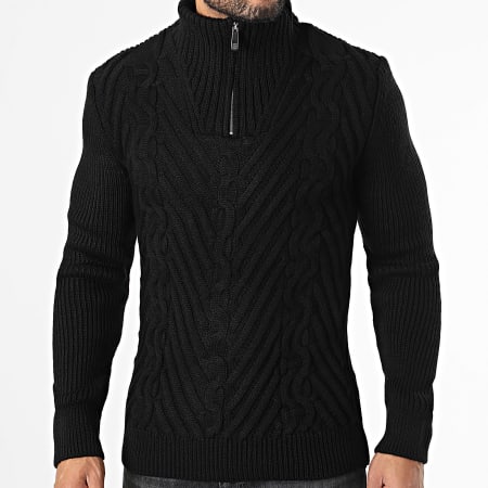 Classic Series - Pull Col Montant Zippé Noir