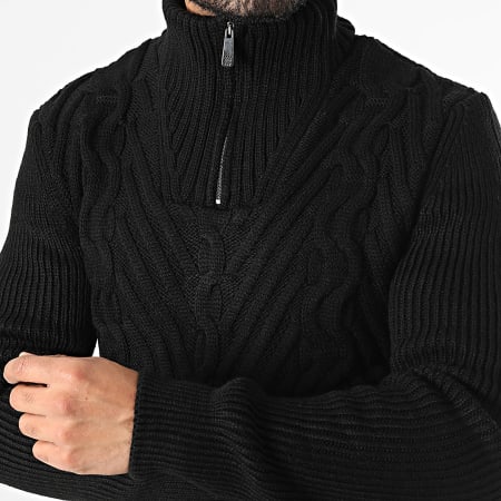 Classic Series - Pull Col Montant Zippé Noir