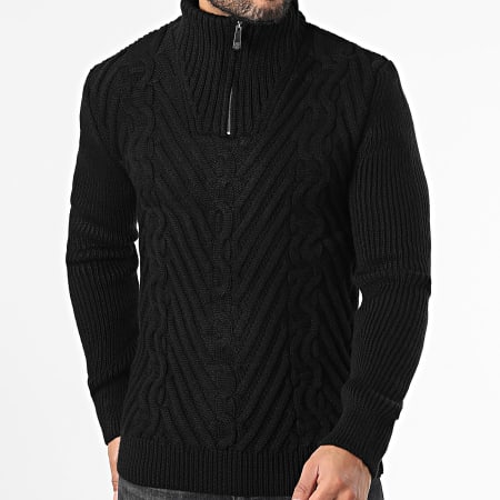 Classic Series - Pull Col Montant Zippé Noir