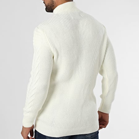 Classic Series - Pull Col Montant Zippé Beige Clair