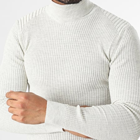 Classic Series - Pull Col Roulé Beige Chiné