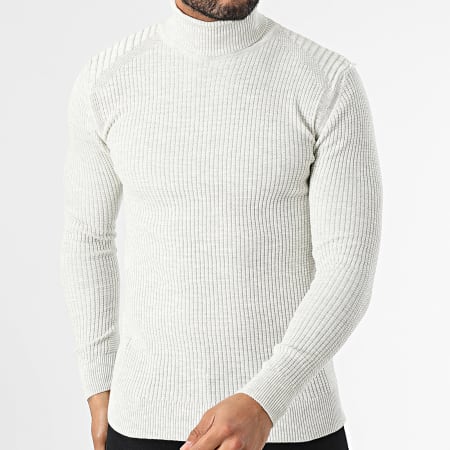 Classic Series - Pull Col Roulé Beige Chiné