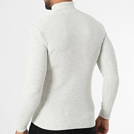 Classic Series - Pull Col Roulé Beige Chiné