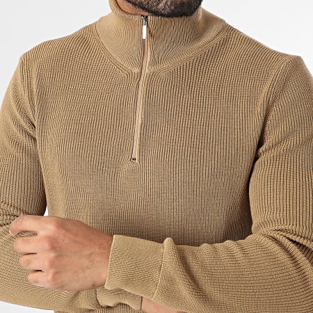 Classic Series - Pull Col Montant Zippé Camel