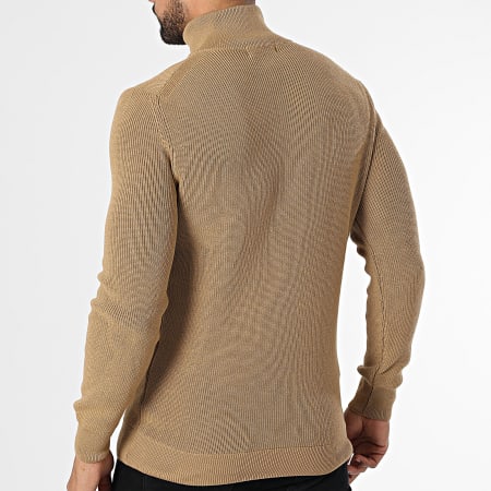 Classic Series - Pull Col Montant Zippé Camel
