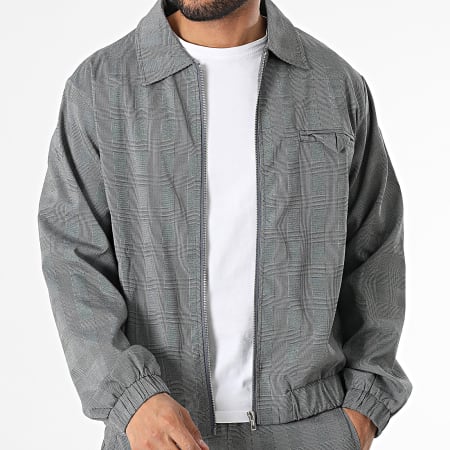 Frilivin - Ensemble Veste Zippée Et Pantalon Chino A Carreaux Gris