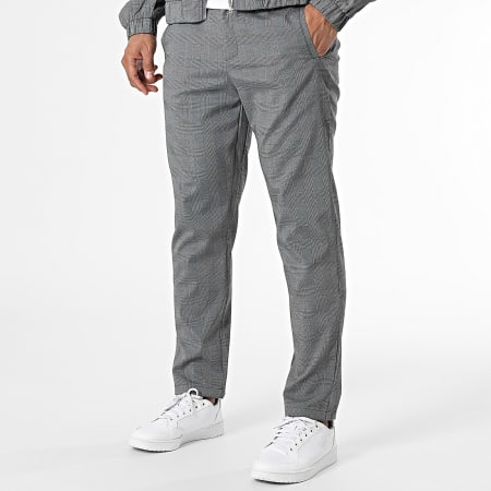 Frilivin - Ensemble Veste Zippée Et Pantalon Chino A Carreaux Gris