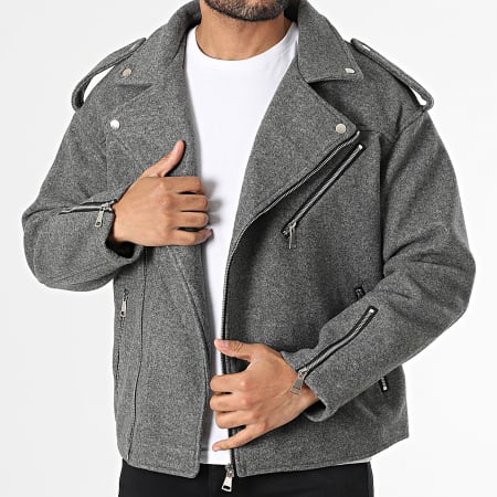 Frilivin - Veste Biker Gris Chiné