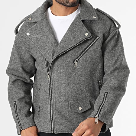 Frilivin - Veste Biker Gris Chiné