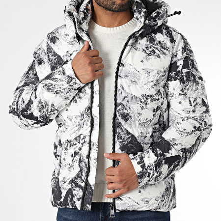 KZR - Doudoune Capuche Blanc Noir