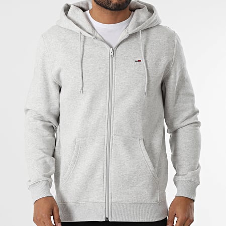 Tommy Jeans - Sudadera con capucha y cremallera Flag 0743 Heather Grey