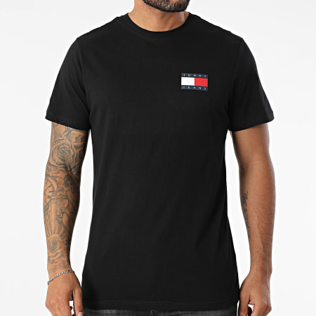 Tommy Jeans - Tee Shirt Slim Essential Flag 0740 Noir