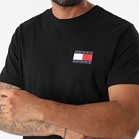 Tommy Jeans - Tee Shirt Slim Essential Flag 0740 Noir