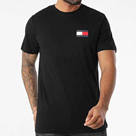 Tommy Jeans - Tee Shirt Slim Essential Flag 0740 Noir