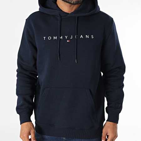 Tommy Jeans - Sweat Capuche Linear Logo 0746 Bleu Marine