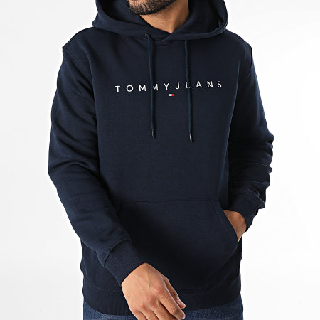 Tommy Jeans - Sweat Capuche Linear Logo 0746 Bleu Marine