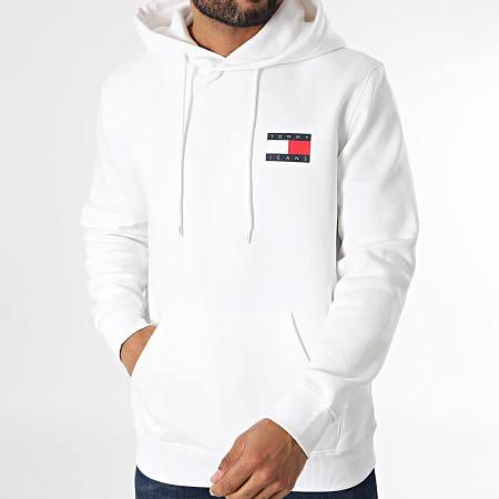 Tommy Jeans - Sweat Capuche Essential Flag 0738 Blanc