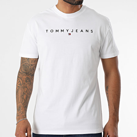 Tommy Jeans - Tee Shirt Linear Logo 0744 Blanc