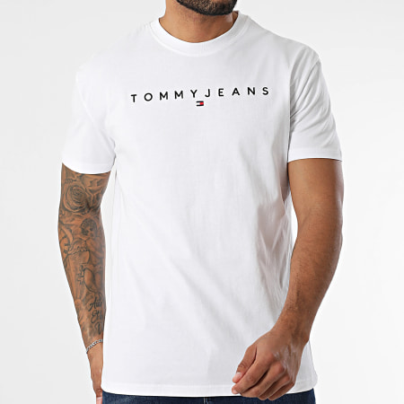 Tommy Jeans - Tee Shirt Linear Logo 0744 Blanc