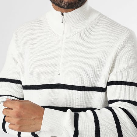 Classic Series - Pull Col Montant Zippé Blanc