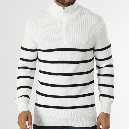 Classic Series - Pull Col Montant Zippé Blanc