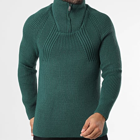 Classic Series - Pull Col Montant Zippé Vert