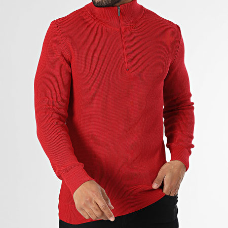 Classic Series - Pull Col Montant Zippé Rouge