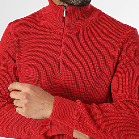 Classic Series - Pull Col Montant Zippé Rouge