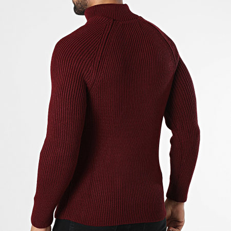 Classic Series - Pull Col Montant Zippé Bordeaux