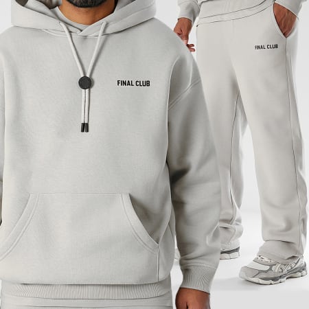 Final Club - Conjunto de sudadera con capucha y pantalón de chándal Small Front Gris