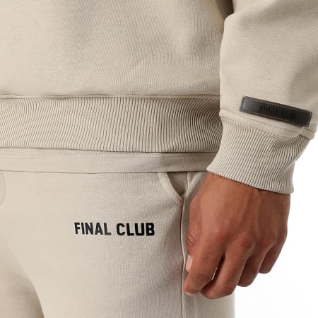 Final Club - Conjunto de sudadera de cuello redondo y pantalón de chándal Big Back Beige